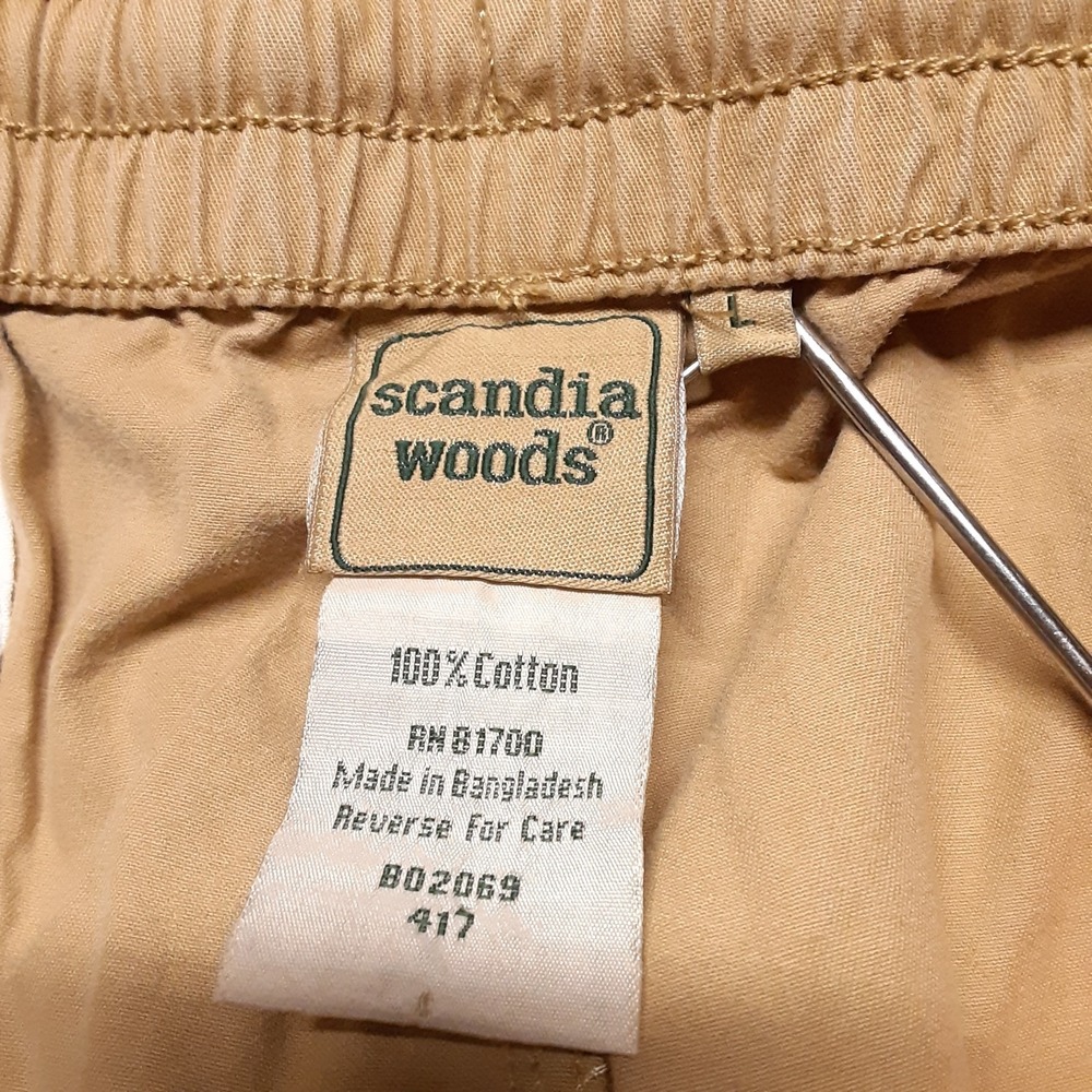 Scandia Woods Mens Drawstring Jogger Shorts Large 6" Inseam Khaki Elastic Waist - Picture 3 of 8